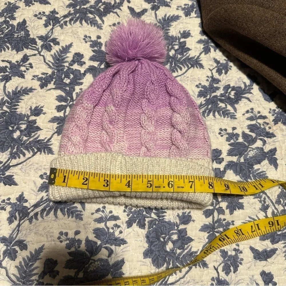 Disney Beanie Frozen Girl’s Ombre Mauve & White Elsa Snow Cap Snow Skiing OS